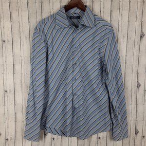 Ben Sherman Button Shirt Men's Size Large Blue Striped